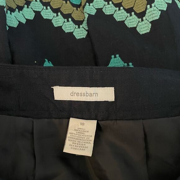 💗 3/$10 💗 Dress Barn Linen Pleated Chevron Skirt Navy Blue Size 10 EUC - Picture 9 of 12